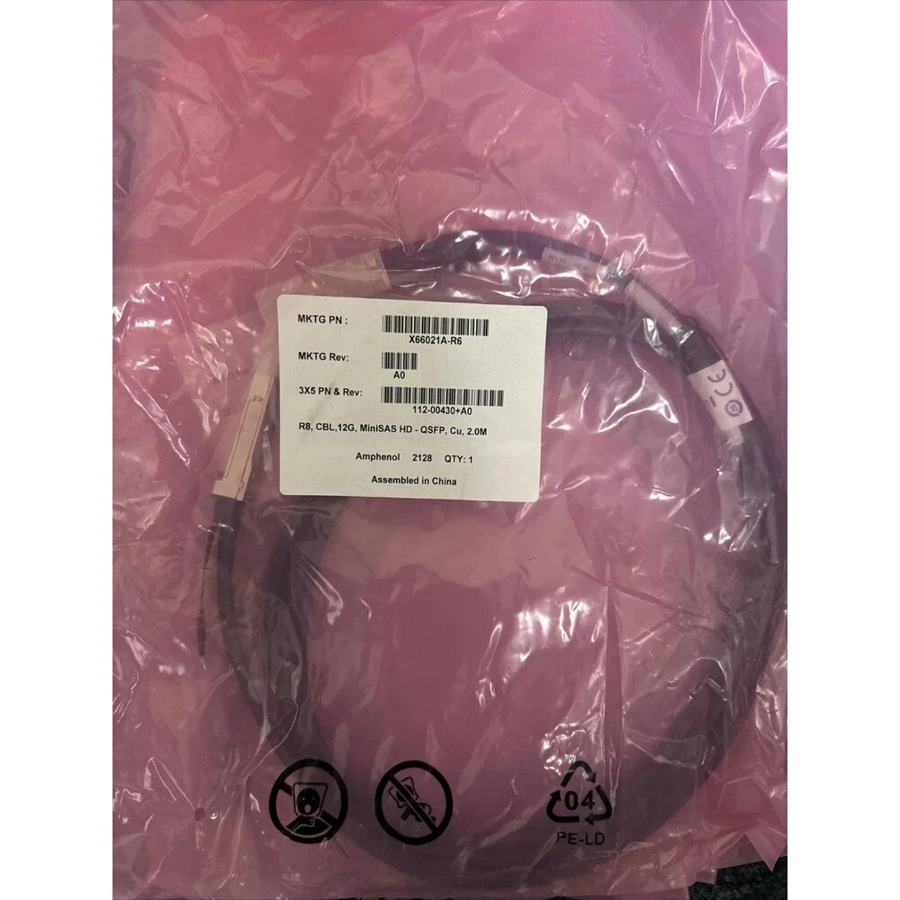 NIB X66021A-R6 NetApp X66021A-R6 Mini SAS HD QSFP 12G 2m Cable 112-00430